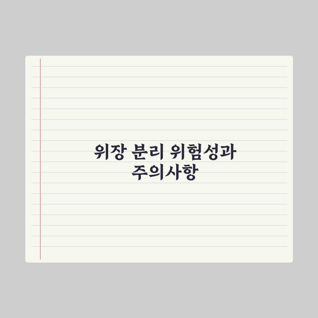 위장 분리·분가 신청 위험성과 주의점 심층분석, 실무자 검증 7대 핵심