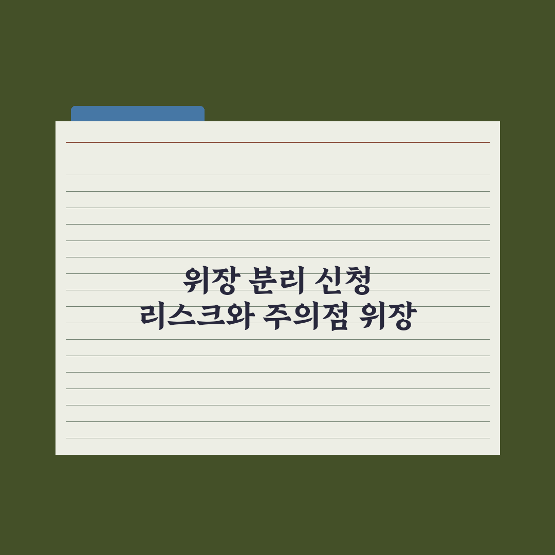 위장 분리·분가 신청 위험성과 주의점 심층분석, 실무자 검증 7대 핵심